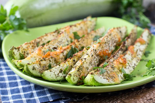 Baked Zucchini Cheese Plate Table — Stock Photo, Image