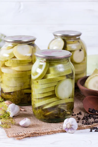 Zucchini Glass Jar Blanks Winter — Stock Photo, Image