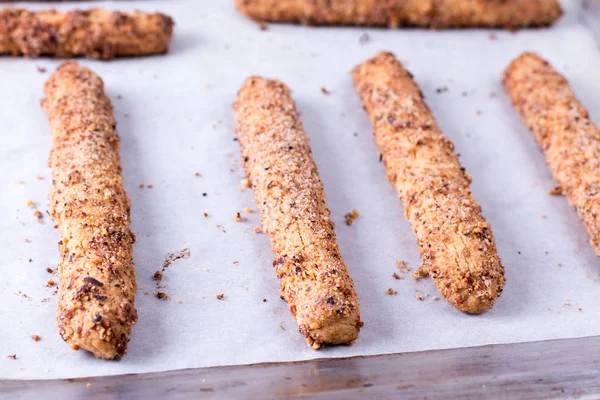 Raw cookies nut sticks. Crispy and crumbly delicious cookies with natural ingredients