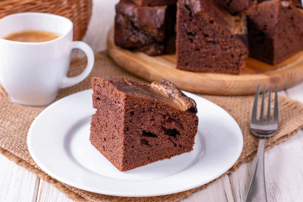 A slice of homemade chocolate cake — Stock Photo, Image
