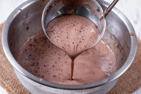 Chocolate dough for making pancakes — Stock Photo, Image