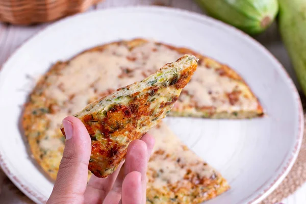 Homemade pie with zucchini, cheese and herbs — Stock Photo, Image