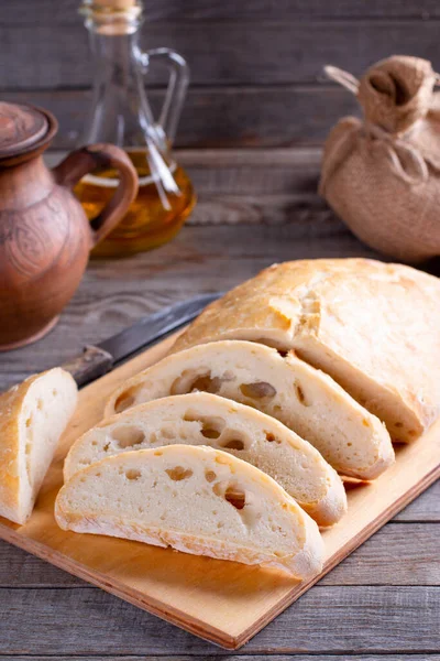 Хлеб Чиабатта Готов Употреблению Свежий Итальянский Хлеб Чабатта — стоковое фото