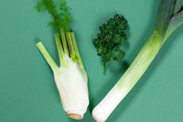 Verduras Verdes Dieta Desintoxicación Concepto Comida Saludable Vista Superior Plano —  Fotos de Stock
