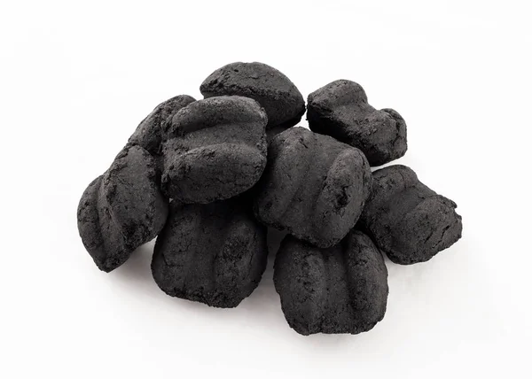Bbq Için Koyu Kömür Briketleri Siyah — Stok fotoğraf