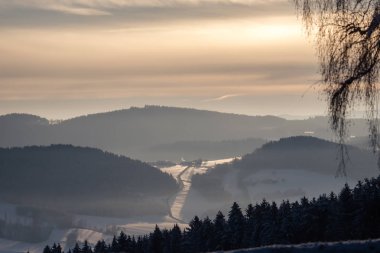 Güzel Bavyera 'da harika bir kış manzarası