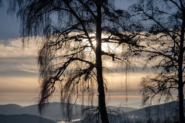 Eine wunderbare Winterlandschaft im schönen Bayern Stockbild