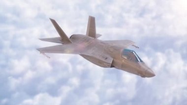 Jet uçağı bulutların üzerinde uçuyor. 4k 3