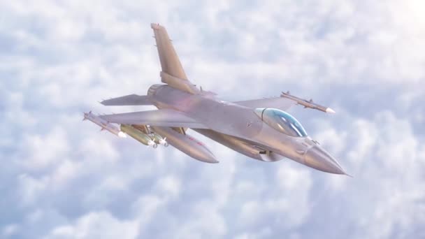 雲の上を飛ぶジェット戦闘機4K — ストック動画