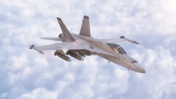 Jet Harcos Repül Felhők Felett — Stock videók