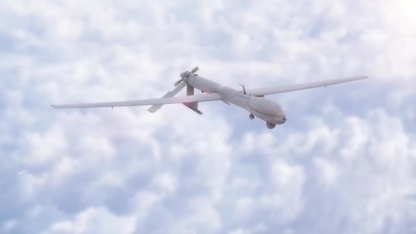 Dron Militar Volando Sobre Nubes — Vídeos de Stock