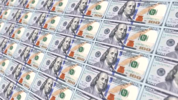 Nieuwe Honderd Dollar Dia Bankbiljetten Lussen — Stockvideo