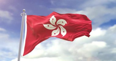 gerçekçi Hong Kong bayrağı yavaş çekim döngüsü 4k