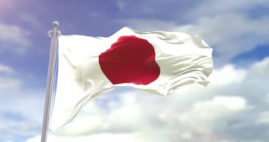 gerçekçi Japon bayrağı ağır çekim 4k
