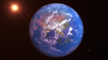 Gerçekçi gezegen Dünya 4K yüksek çözünürlükte. Bu görüntünün elementleri Nasa tarafından döşenmiştir