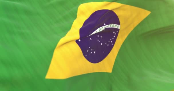 Realistische Brasilianische Flagge Close Loop — Stockvideo