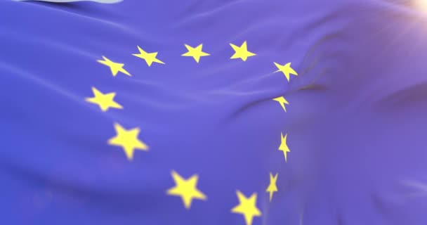 Bandera Realista Europa Cerca Bucle — Vídeos de Stock