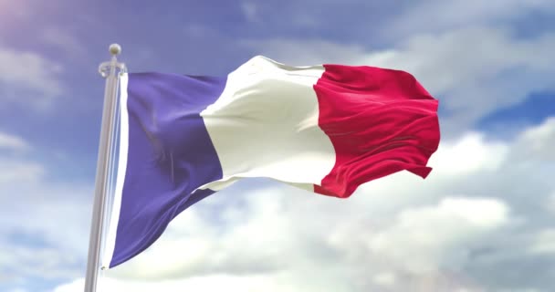 Realistische Franse Vlag Slow Motion — Stockvideo