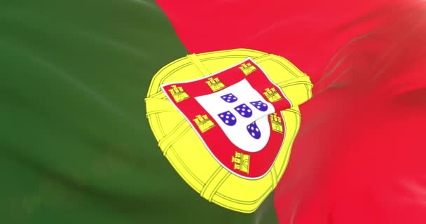 Realistisk Portugal Flagga Närbild Loop — Stockvideo