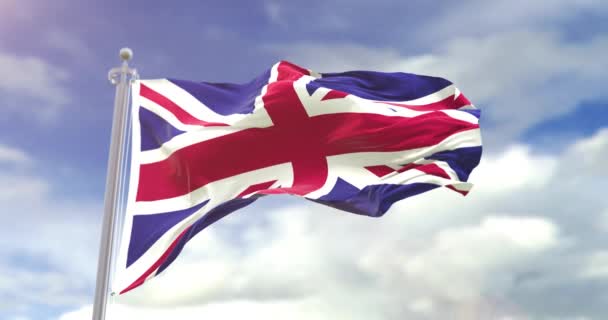 Realistic United Kingdom Flag Slow Motion — Stock Video