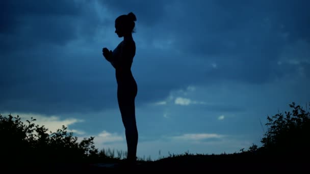 Όμορφη Νεαρή Γυναίκα Υγιή Τρόπο Άσκηση Γιόγκα — Αρχείο Βίντεο