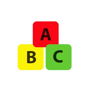A, B, C harfli alfabe küpleri düz. Abc yassı ikonu bloke ediyor. eps10