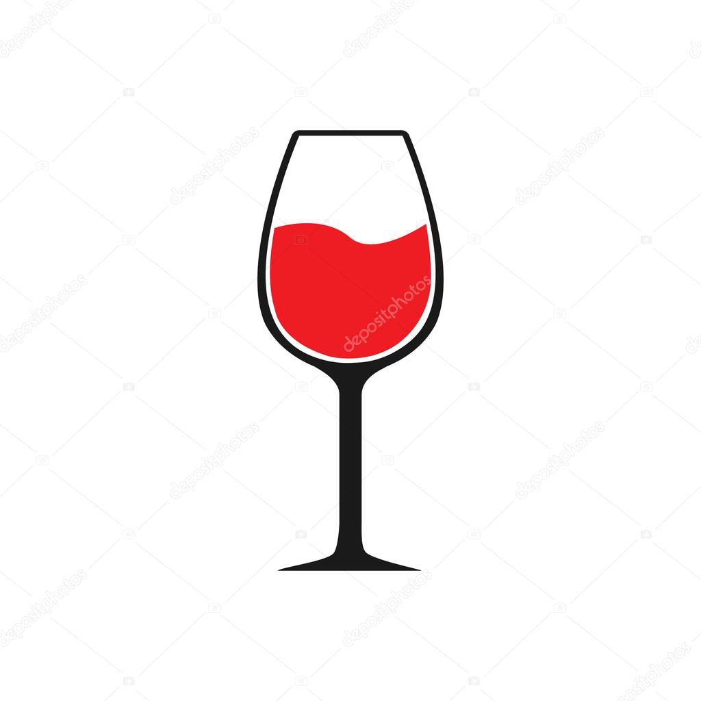 Red wine icon, glass icon. Isolated vector illustration