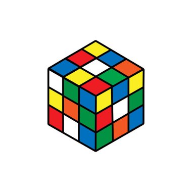 Rubik küp simgesi. izole vektör illüstrasyonu