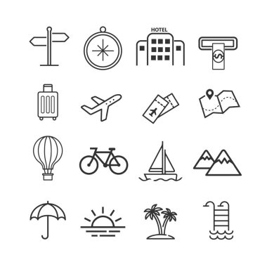 Tur, seyahat ve turizm ikonları. vektör tasarımı