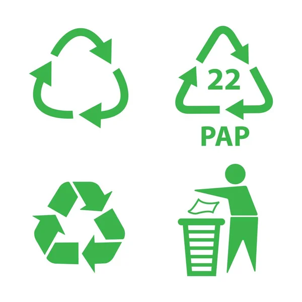 Recycle Icon Set Symbol Vektor Isolierter Vektor — Stockvektor