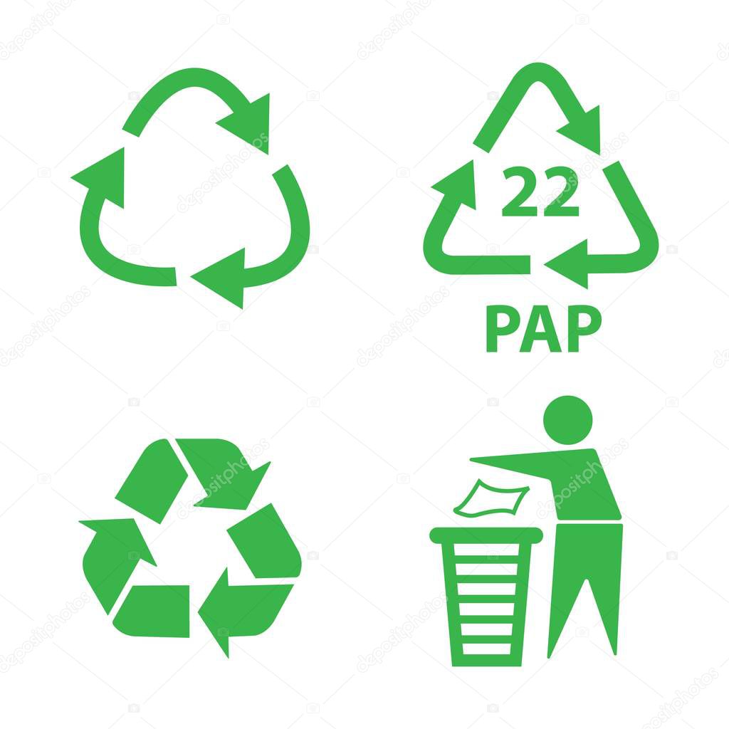 Recycle icon set symbol vector. Isolated vector.