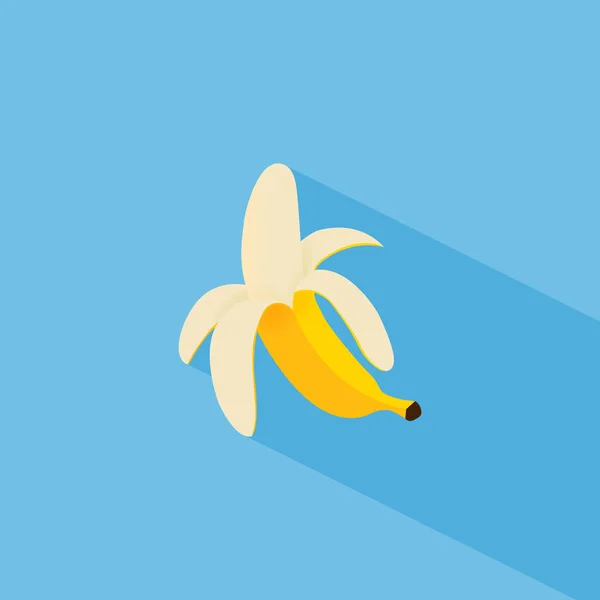 Banane Pelée Style Dessin Animé Design Plat Avec Ombre Longue — Image vectorielle