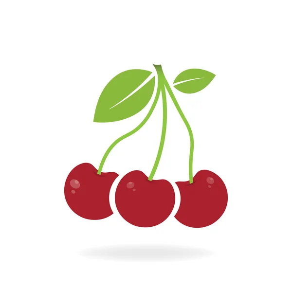 Cseresznye Szimbólum Friss Egészséges Vegetáriánus Étel Elszigetelt Vektor Illusztráció — Stock Vector