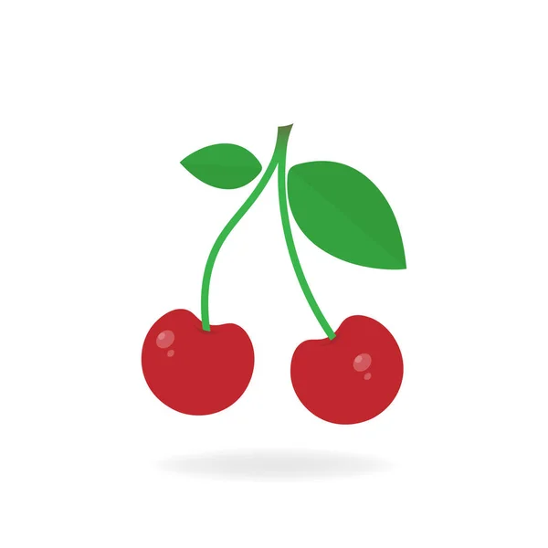 Κόκκινο Χρώμα Κεράσι Σύμβολο Σχέδιο Φρέσκων Υγιεινών Φρούτων Μεμονωμένη Απεικόνιση — Διανυσματικό Αρχείο