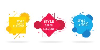 Geometrik soyut modern grafik elementler kümesi. Bir logo, el ilanı veya tasarım şablonu. Vektör çizimi izole edildi.