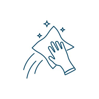 Temizlik çizgisi simgesi. Dezenfekte olmuş. İzole vektör illüstrasyonu.