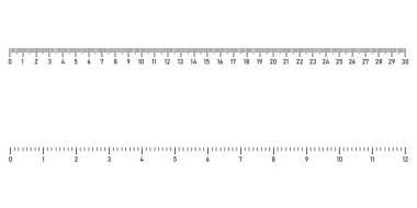 Ölçme aleti. Cetvel için Markup. Ölçüm aracı. Ölçek tasarım şablonu. İzole vektör illüstrasyonu.