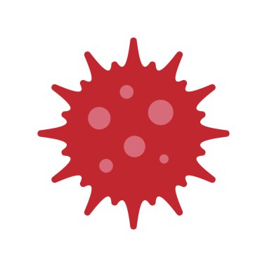 Virüs simgesi. Kırmızı renkli covid 19 virüs temsilcisi çiziyor. Vektör tasarımı