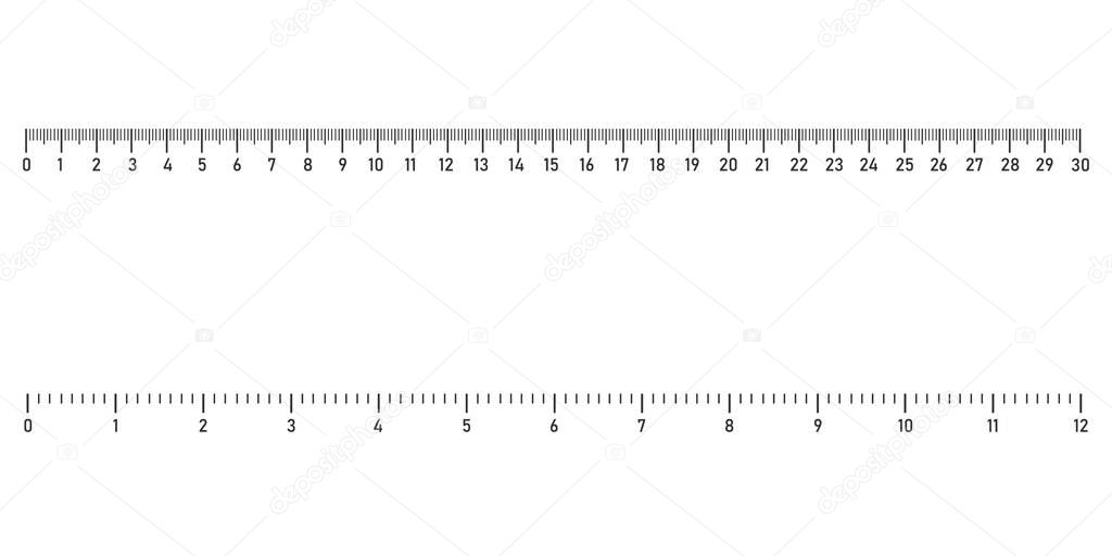 Measuring tool. Markup for a ruler. Measurement tool. Measure scales design template. Isolated vector illustration.