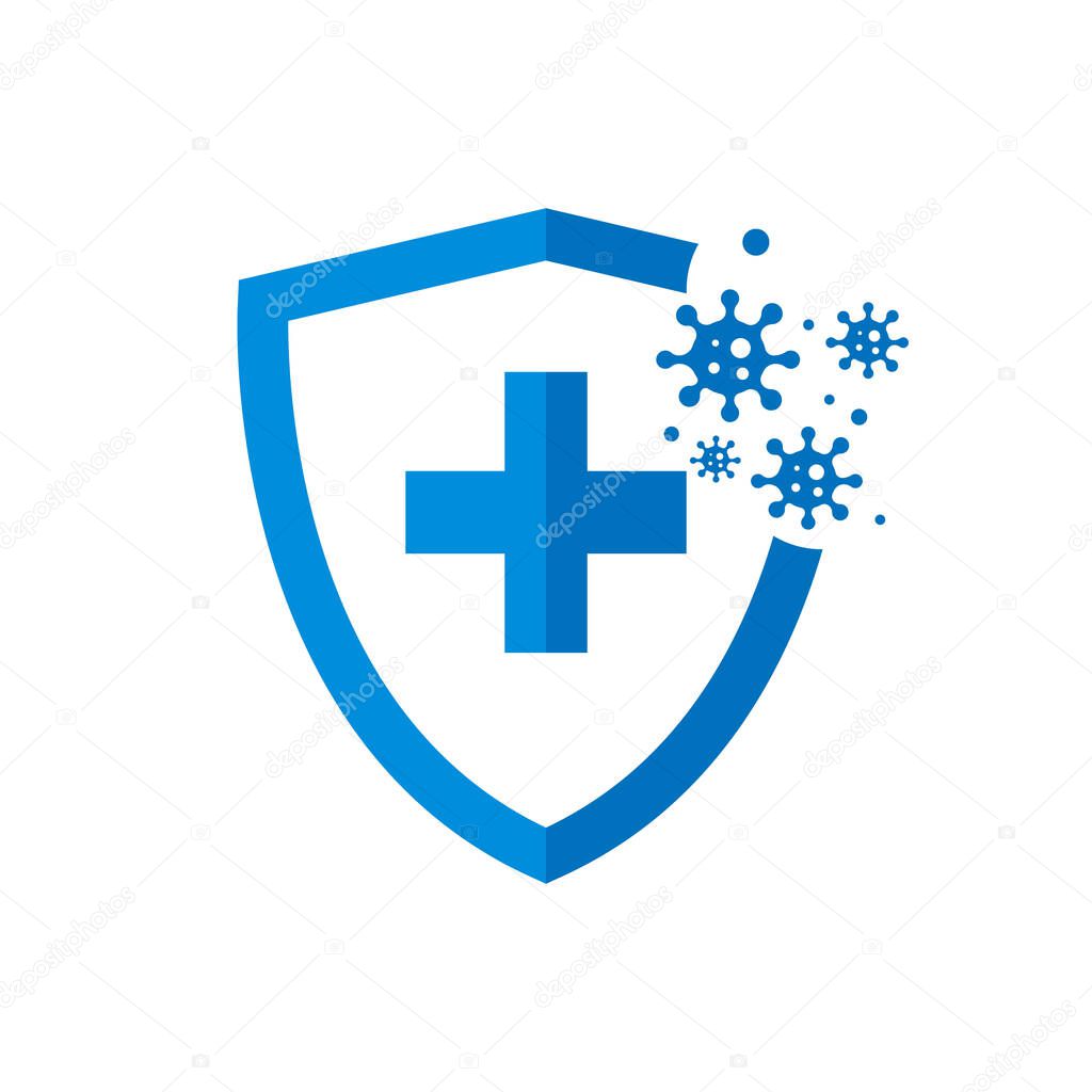 Bacterial and virus defense. Hygienic shield that protects from germs, viruses and bacteria. Isolated vector illustration.