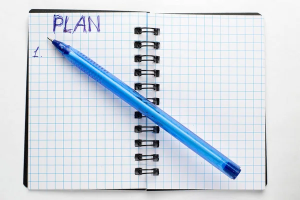 白底上的日记和圆珠笔 一天的计划 商务会议 图库照片