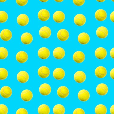 Pankartlar, posterler, duvar kağıtları ve diğer yaratıcılıklar için mavi zemin üzerine büyük tenis topları basmak için kusursuz desen.