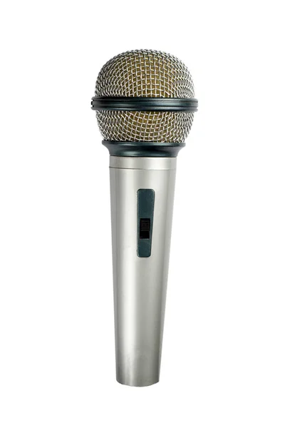 Microfone Fundo Isolado Branco Microfone Estúdio Para Gravação Voz — Fotografia de Stock