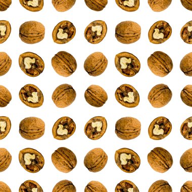 İzole edilmiş beyaz arkaplanda ceviz deseni.