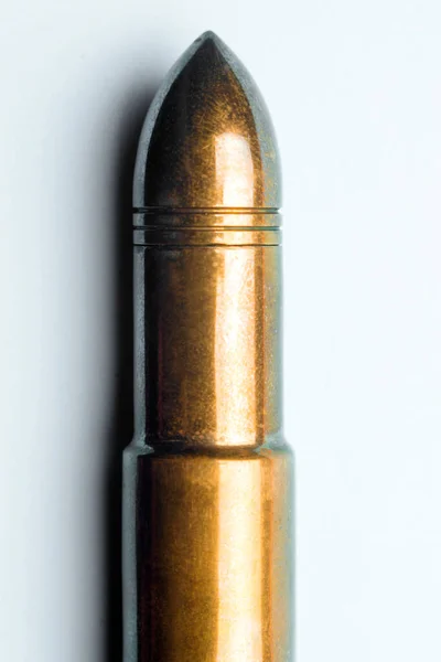 Machine Pistool Cartridge Een Witte Achtergrond — Stockfoto