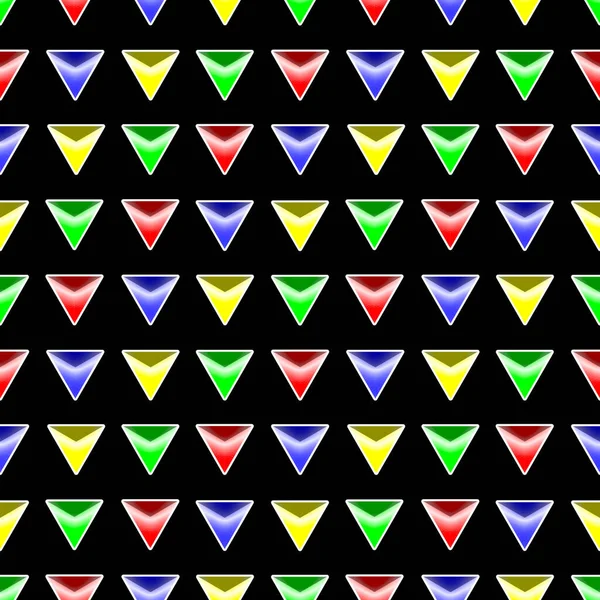 Modèle Sans Couture Partir Triangles Multicolores Sur Fond Noir Arrière — Photo