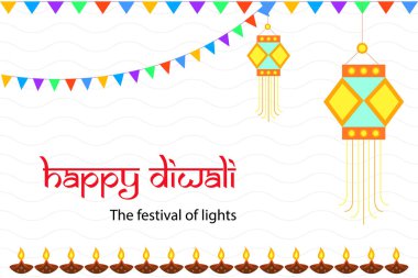 Hint Festivali Diwali ya da Deepawali tebrik kartı arkaplanı! Mutlu bayramlar. !