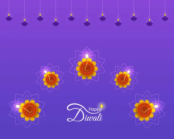 Festival Indio Diwali Deepawali Tarjeta Felicitación Fondo Feliz Diwali — Vector de stock