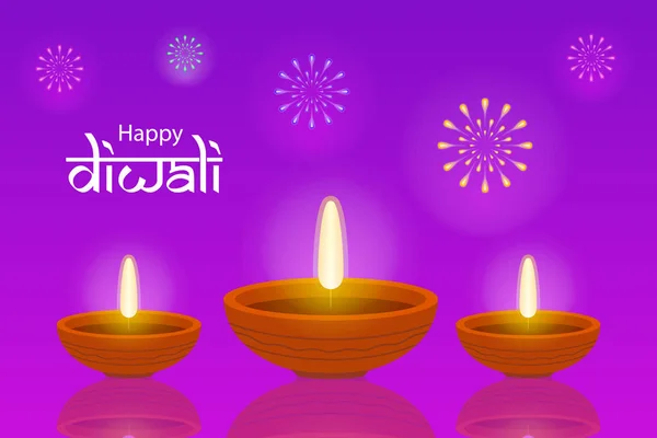 Indian Festival Diwali Deepawali Greeting Card Background Happy Diwali — Stock Vector