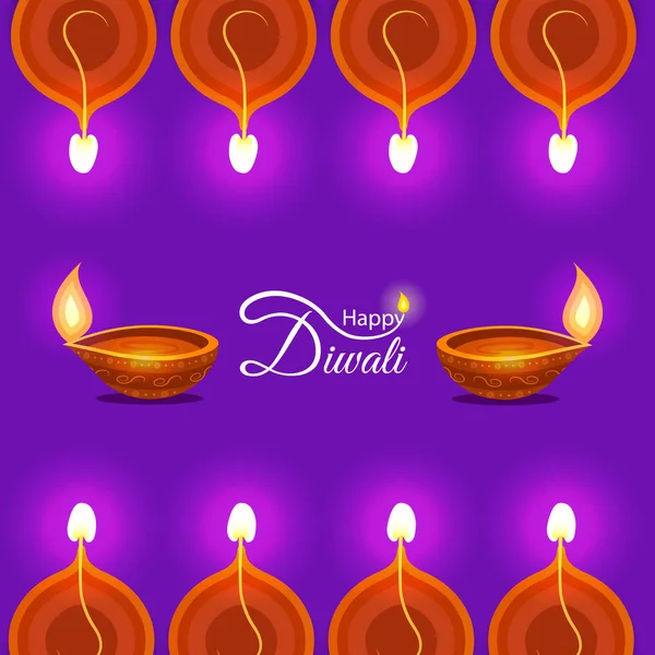 Indian Festival Diwali Deepawali Greeting Card Background Happy Diwali — Stock Vector
